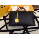 Copy Fendi BY THE WAY Bag Calfskin Leather 55208 Black&Yellow JH08767OM51