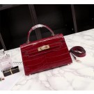 Copy Hermes Kelly 19cm Tote Bag crocodile Leather KL19 fuchsia JH01475rY88