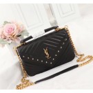Fake Cheap SAINT LAURENT Monogram college small quilted leather satchel 26603 black JH08095Wq19