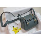 Fake Copy Hermes mini Lindy Togo Leather Bag LD19 light blue&gold-Tone Metal JH01225UW33