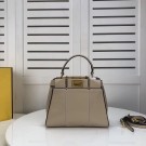 FENDI PEEKABOO ICONIC MINI cream leather bag 8BN244 JH08548KY38