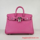 Hermes Birkin 25cm Embossed Leather Handbag 6068 Peachblow Silver Palladium hardware JH01404Fl77