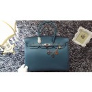 Hermes Birkin 35cm tote bag litchi leather H35 blue JH01701qT25