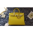 Hermes Birkin 35cm tote bag litchi leather H35 lemon yellow JH01699Nq93