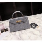 Hermes Kelly 19cm Tote Bag crocodile Leather KL19 grey JH01477eR54