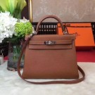Hermes Kelly KY32 Tote Bag togo original Leather Light brown silver hardware JH01635DO87