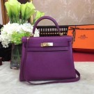 Hermes Kelly KY32 Tote Bag togo original Leather purple Gold hardware JH01634xL57