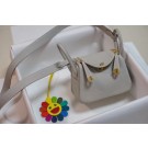 Hermes mini Lindy Togo Leather Bag LD19 grey&gold-Tone Metal JH01231mD58