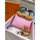 Hermes original canvas&calfskin leather herbag H45987 pink with apricot JH01593uu45