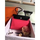 Hermes original canvas&calfskin leather herbag H45987 rose with black JH01599SP97