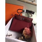 Hermes original canvas&calfskin leather herbag H45987 wine JH01590ZL98