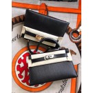 Hermes original mini Kelly chevre mysore K19CM black&silver Metal JH01282RI33