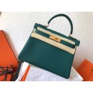 High Quality Fake Hermes original Togo leather kelly bag KL320 green JH01391nD19