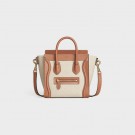 High Quality Imitation CELINE NANO LUGGAGE BAG IN FLORAL JACQUARD AND CALFSKIN 189242 TAN&WHITE JH05799dt82