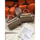 High Quality Imitation Hermes Kelly 19cm Shoulder Bags Epsom Leather KL19 dark grey JH01165YP94