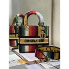 High Quality MEDIUM LADY D-LITE BAG Multicolor D-Stripes Embroidery M0565ORFQ JH06700GY92