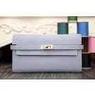 Imitation 2015 Hermes kelly wallet new model 051300 gray-blue JH01794cI42