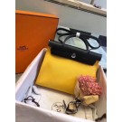Imitation Hermes original canvas&calfskin leather herbag H45987 yellow with black JH01587fJ59