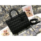 Imitation LARGE LADY DIOR BAG Black Ultramatte Cannage Calfskin M0566SL JH06874cI42