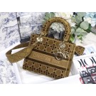 Imitation MEDIUM LADY D-LITE BAG Brown Cannage Embroidered Velvet M0565OW JH06882sS26