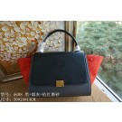Knockoff 2015 Celine top quality plain weave with nubuck leather 6608 black&dark gray&red JH06452Bc82