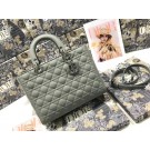 LARGE LADY DIOR BAG Gray Ultramatte Cannage Calfskin M0566SL JH06873gM31