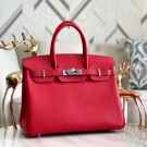 Luxury Hermes original Epsom Leather HB35O red&silver Metal JH01249Zu29