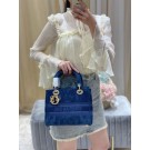 MEDIUM LADY D-LITE BAG Blue Dior Flowers Embroidered Denim M0565OJA JH06697qL41