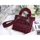 MEDIUM LADY D-LITE BAG Burgundy Cannage Embroidered Velvet M0565OW JH06886rC81