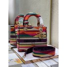 MEDIUM LADY D-LITE BAG Multicolor D-Stripes Embroidery M0565O JH06701iv85