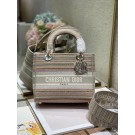 MEDIUM LADY D-LITE BAG Multicolor Stripes Embroidery M0565ORFO JH06698Nr89