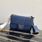 Prada Diagramme medium leather bag 1BD108 blue JH05236lp62