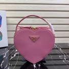 Prada Saffiano Original Leather Tote Heart Bag 1BH144 Rose JH05181QX19