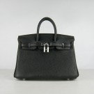 Replica 1:1 Hermes birkin 25cm calfskin leather H25 black in silver JH01734YC47