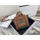Replica CELINE NANO LUGGAGE BAG IN FLORAL JACQUARD AND CALFSKIN 189242 TAN&Khaki JH05798Pn74