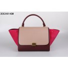 Replica Celine Trapeze Bag Original Leather 3342-1 light pink&purplish red&red JH06500Ny84