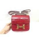 Replica Hermes Constance Bag Croco Leather 3326 Burgundy JH01668GC56
