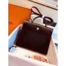 Replica Hermes original canvas&calfskin leather herbag H45987 black JH01592ho28
