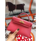 Replica Hermes original mini Kelly chevre mysore K19CM Watermelon red&Gold Metal JH01264qE46