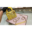 Replica MINI LADY DIOR BAG WITH CHAIN SMOOTH CALFSKIN EMBROIDERED WITH A MOSAIC OF MIRRORS M0598 yellow JH07461bO20