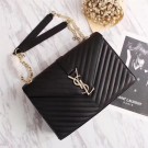 Replica Top Saint Laurent Classic Monogramme Calf Leather Flap Bag 26588 black JH08169Rc30