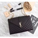 Saint Laurent Classic Monogramme Caviar Leather Shoulder Bag 26808 black Gold chain JH08127iZ32