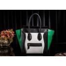 Top Celine Luggage Tote Bag Original Leather 3308 White&Black&Green JH06360zq44