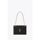 YSL Classic Monogramme Flap Bag Cannage Pattern Calf leather 396910 black JH08215Jy64