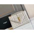 Yves Saint Laurent Calfskin Leather 487206 white&gold JH07703ul51