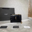 Yves Saint Laurent Calfskin Leather Shoulder Bag Y542206A Black&gold-Tone Metal JH07766Xy49