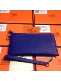 2015 Hermes 7-shaped zipper wallet 509 brilliant blue JH01789EW49