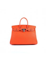2015 Hermes Birkin 35CM H-35 silver hardware orange JH01845Ea63
