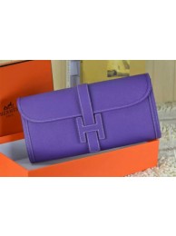 2015 hermes jige elan long clutch bag epsom leather purple 509058 JH01881QQ72