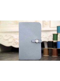 2015 Hermes new model original leather clutch 6648 gray-blue JH01804xA12